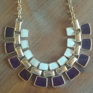 Purple and gold bib necklace