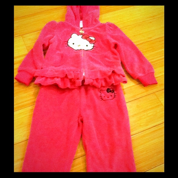 Hello Kitty velour like hooded sweater and pants