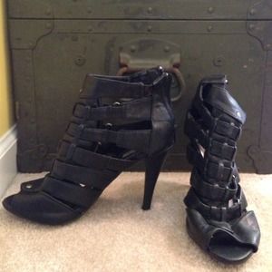 Black strappy heels