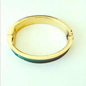 Green and gold enamel bangle