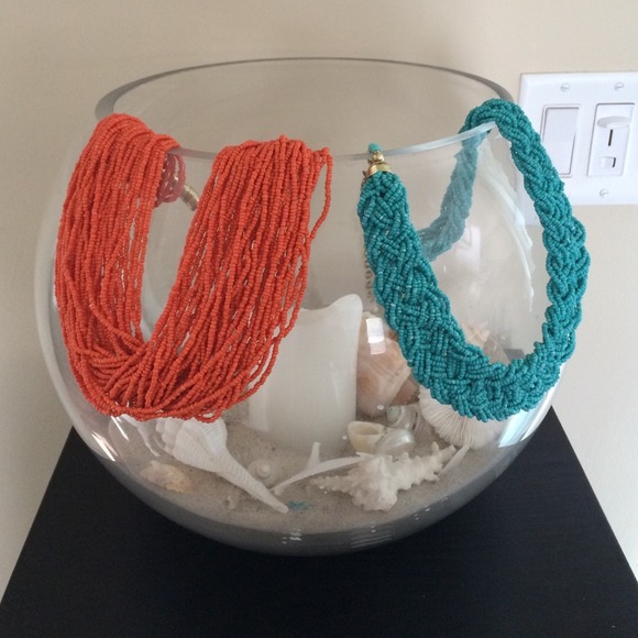 Chunky necklaces teal & orange 2 for 20 or 12