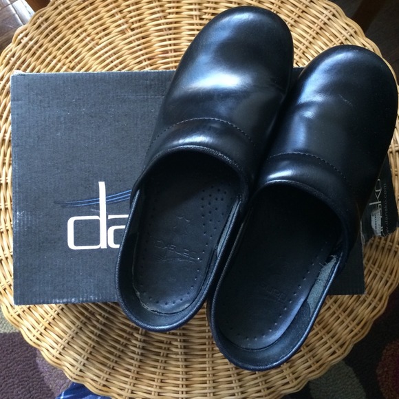 Black Dansko "Professional Cabrio" leather clogs