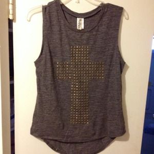 Cross studded shirt/sleeveless