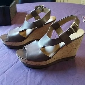 Brown franco sarto wedge sandles
