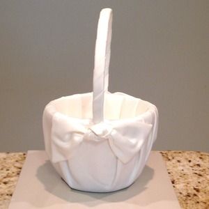 Flower Girl Basket in Satin Ivory