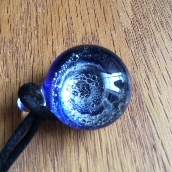 String Blue Glass Necklace - Picture 2 of 2