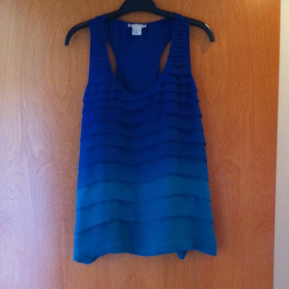 Racer back tiered top. Sea green and blue ombré
