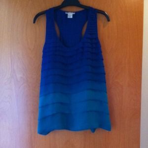 Racer back tiered top. Sea green and blue ombré