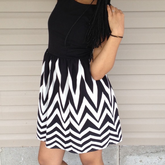 Black & white chevron Skater dress
