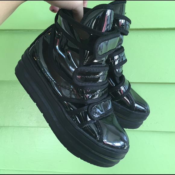 Jeffrey Campbell Shoes - Shiny black platform sneakers