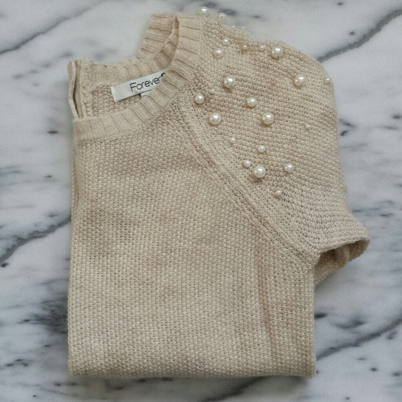 Delicate & Feminine Pearl Studded Sweater
