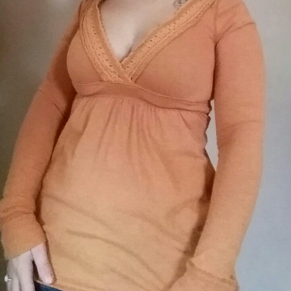Orange V-neck top from Hollister