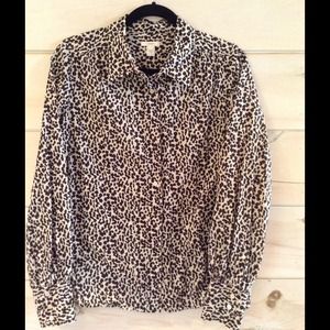 JCrew Leopard Cotton Blouse