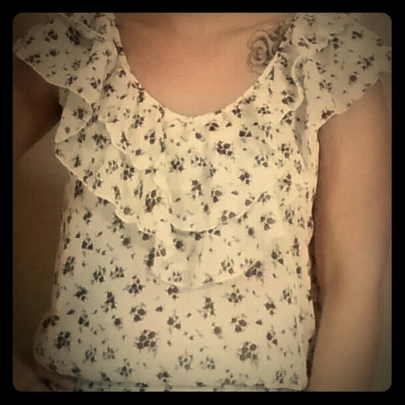 White Blouse with small flower pattern