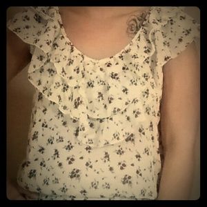 White Blouse with small flower pattern