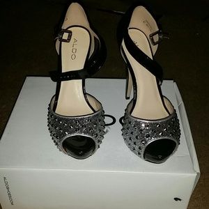 Black and silver Aldo heels