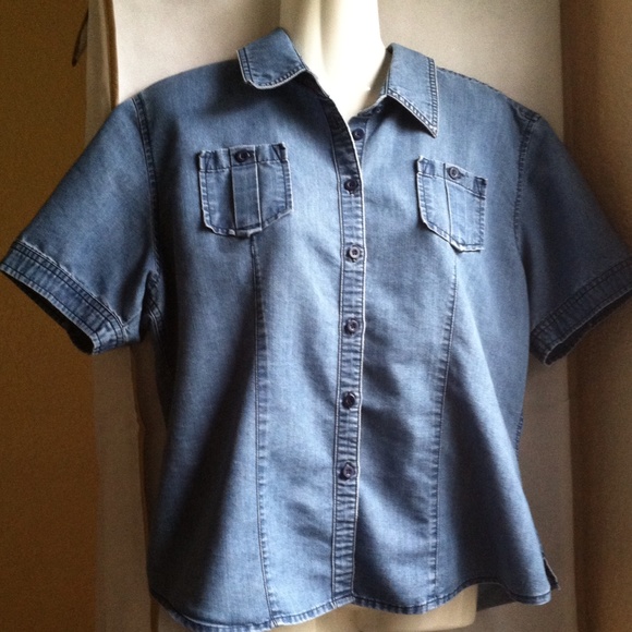 Denim button-up