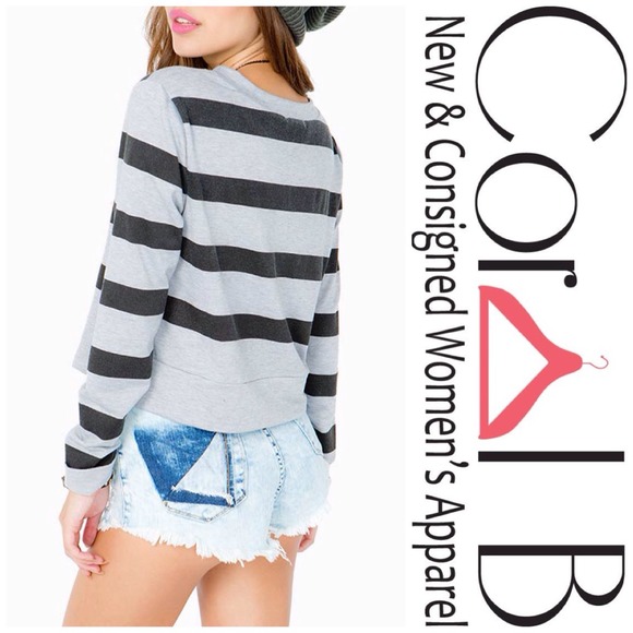 Striped Crop Sweatshirt - Picture 2 of 2