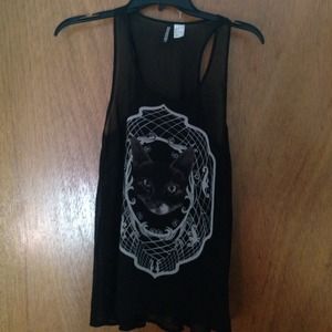 Sheer black cat tank