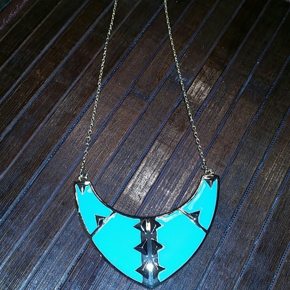 Teal and gold necklace