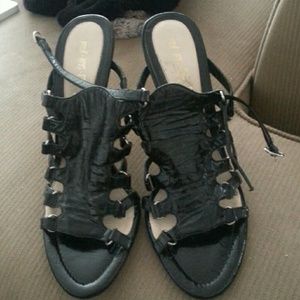 Black lamb stiletto heels