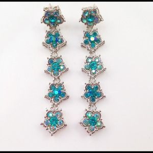 Blue Flower Dangle Earrings