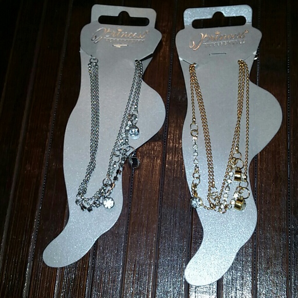 Silver and gold anklets