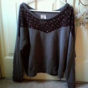 XL Grey & floral lace Roxy Sweat Shirt SOLD