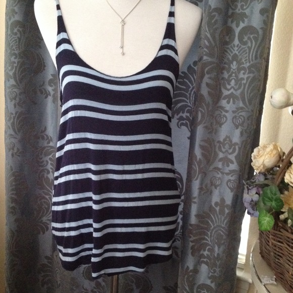 Brandy Melville navy striped racer/back top