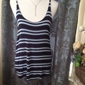 Brandy Melville navy striped racer/back top