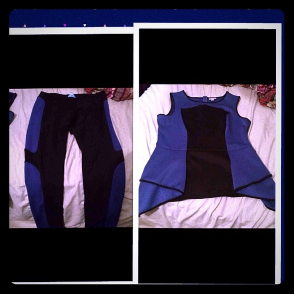 Black/blue top and leggings