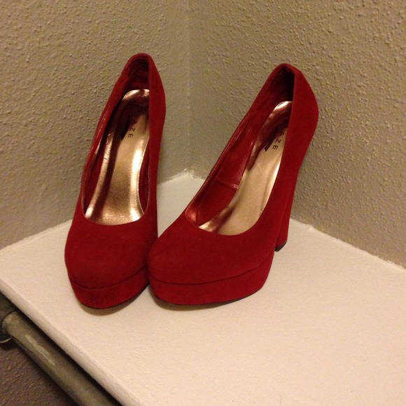 Red suede heels