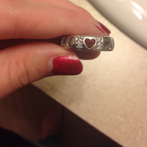 Crescent moon  heart and star ring