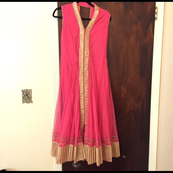 Pink/gold anarkali (3 piece)