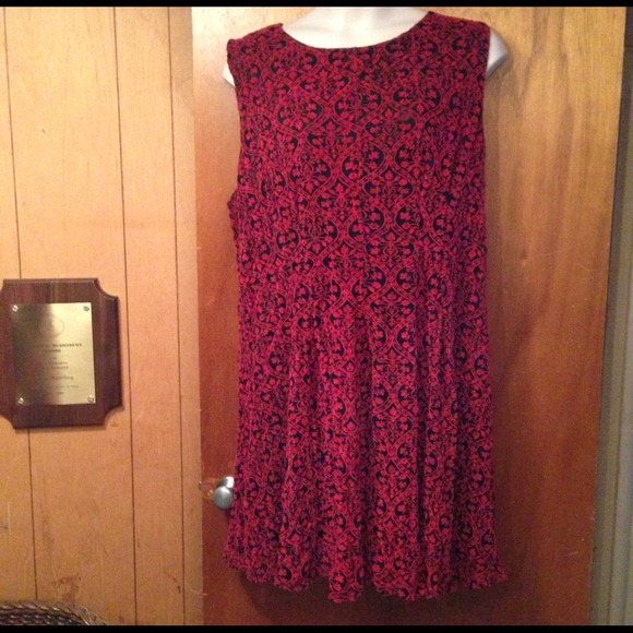 Red and black velvet dress