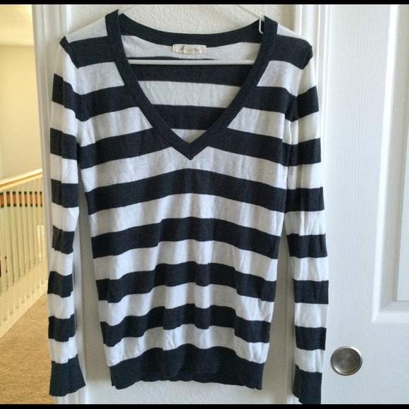 Dark Grey and White Striped Long Sleeve