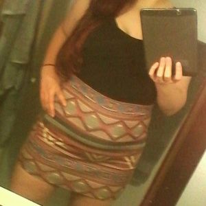 SWAPPED - High-waist/fold down Aztec Print Skirt
