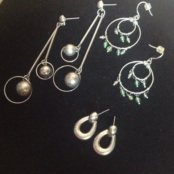 Jewelry - Set of 3 Silver Pierced Earrings-BARGAIN💰💰💰