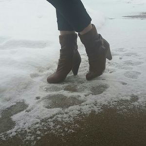 Light brown boot. 3 inch heal