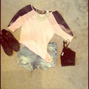 Free People top pink and lace size small