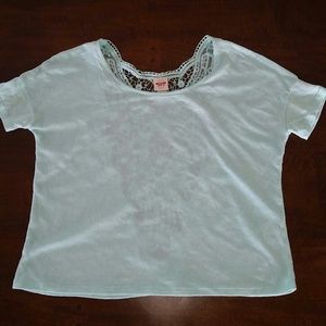 Light blue top with fashion back