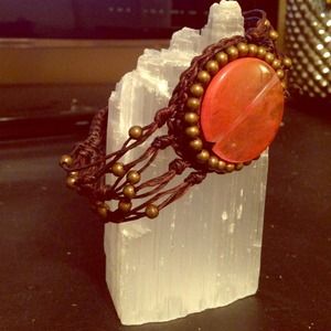 Salmon stone hemp beaded Bracelet