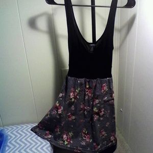 Tie Back Black & Floral Dress SOLD