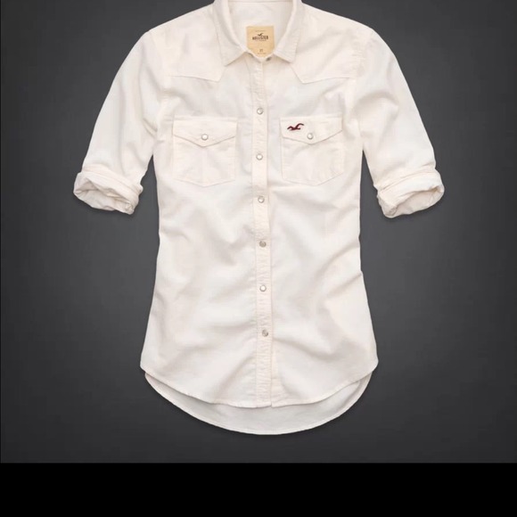 NWT Hollister white corduroy button down Size M