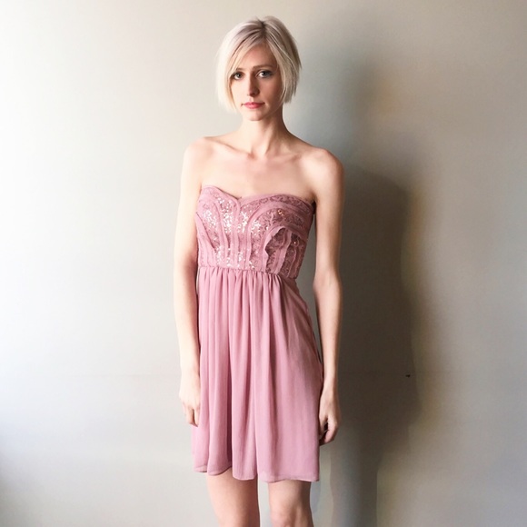Pink strapless BCBG dress