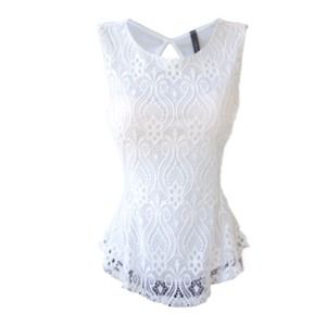 White Lace Peplum Top