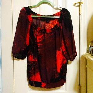 Red, burgundy, and black top