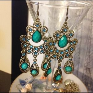 Turquoise statement earrings
