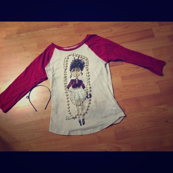 Red& cream 3d baseball shirt