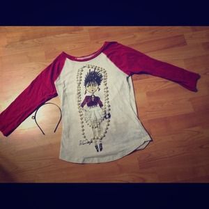 Red& cream 3d baseball shirt